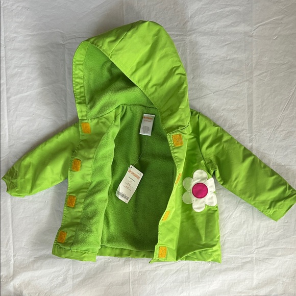 Gymboree Lime Green Hooded Raincoat with Flower Appliqués - Picture 5 of 10